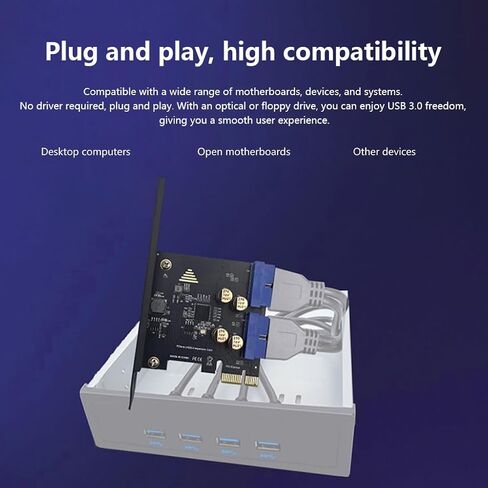 JMT اللوحة الأمامية PCI-E X1 إلى محول USB-A مزدوج USB 3.0 5 جيجابت في الثانية توسيع عالي السرعة لدعم سطح المكتب x1 x4 x8 x16 (19Pin - لا يتطلب طاقة) in Kuwait