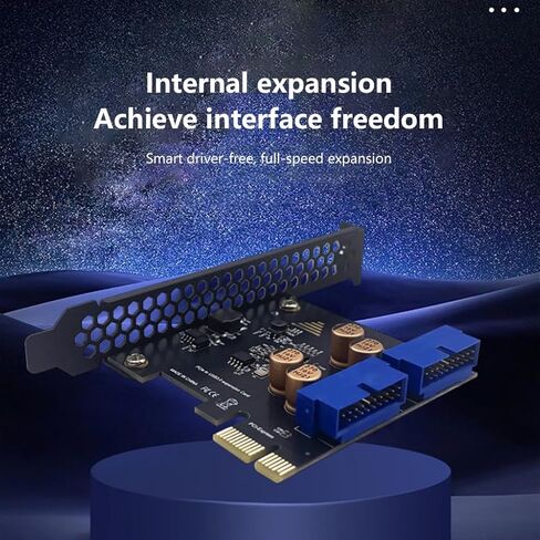 JMT اللوحة الأمامية PCI-E X1 إلى محول USB-A مزدوج USB 3.0 5 جيجابت في الثانية توسيع عالي السرعة لدعم سطح المكتب x1 x4 x8 x16 (19Pin - لا يتطلب طاقة) in Kuwait
