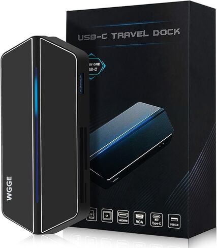 WGGE USB C Travel Dock, USB C/Type c Hub 8-in-1 USB C Hub Adapter with VGA Port,Type c Port, MicroSD/SD/TF/CF Card Reader,USB 3.0 Port,CompactFlash,USB C Charging Port for USB C Devices in Kuwait