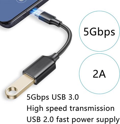كابل تمديد USB قصير، كابل USB من النوع C ذكر إلى USB A أنثى 5 جيجابت في الثانية كابل تمديد نقل عالي السرعة مع وظيفة OTG، لأجهزة الكمبيوتر الشخصية وأجهزة الكمبيوتر المحمولة والهاتف الخلوي وما إلى ذلك - قطعتان in Kuwait