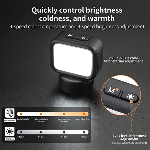 Mini Fill Light for Insta360 Link2/2C/2PRO, Magnetic LED Video Light with 4 Color Temperatures & Stepless Dimming, Portable Camera Light for Live Streaming, Video Recording, Vlogging in Kuwait