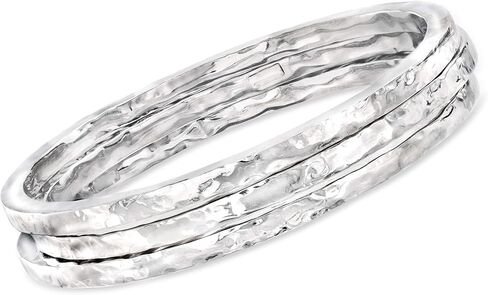 Ross-Simons Italian Sterling Silver Jewelry Set: 3 Hammered Bangle Bracelets in Saudi Arabia