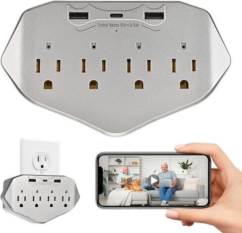 منفذ حائط لكاميرا أمان WiFi بدقة 1080 بكسل - كاميرا مربية داخلية صغيرة مع وحدة تخزين بطاقة SD محلية (بطاقة SD غير متضمنة)، زاوية واسعة 120 درجة، لا حاجة إلى بطارية لكاميرا التوصيل للأطفال/الحيوانات الأليفة/أمن المنزل in Kuwait