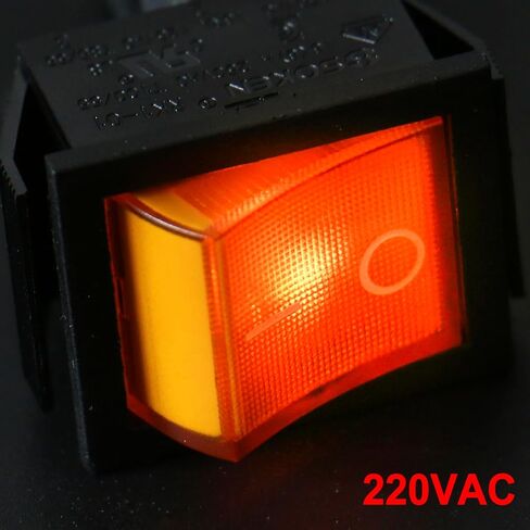 Heschen Rocker Switch ON-Off DPST 4 Terminals, Yellow Light 16A 250VAC 2Pack in Kuwait
