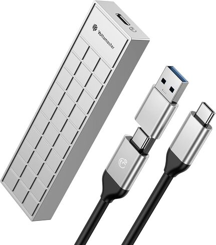 حاوية Yottamaster M.2 NVMe SATA، حاوية USB C 10 جيجابت في الثانية NVMe SSD لـ 2230/42/60/80 NVMe/SATA M-Key & B+M Key SSD حتى 4 تيرابايت، محول حاوية ألومنيوم M.2 مع مبدد حراري [HP6-Silver] in Kuwait