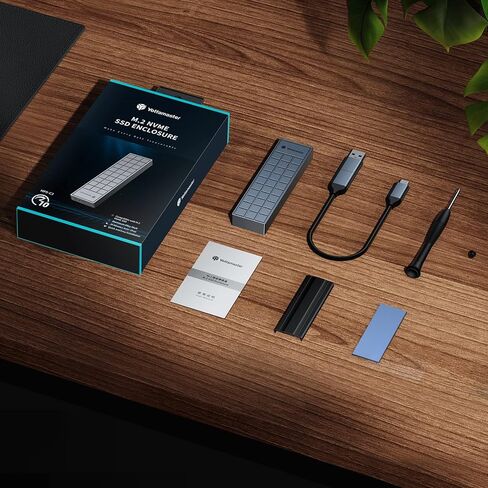 حاوية Yottamaster M.2 NVMe SATA، حاوية USB C 10 جيجابت في الثانية NVMe SSD لـ 2230/42/60/80 NVMe/SATA M-Key & B+M Key SSD حتى 4 تيرابايت، محول حاوية ألومنيوم M.2 مع مبدد حراري [HP6-Silver] in Kuwait