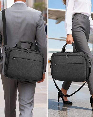 Bulado Laptop Bag with File Organizer, Water-Resistant Laptop Case, 15.6 Inch Multi-Compartment Work Bag for Men and Women, Carry-On for Business Commute Work Travel Trip in Kuwait