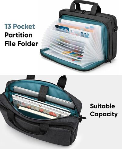 Bulado Laptop Bag with File Organizer, Water-Resistant Laptop Case, 15.6 Inch Multi-Compartment Work Bag for Men and Women, Carry-On for Business Commute Work Travel Trip in Kuwait