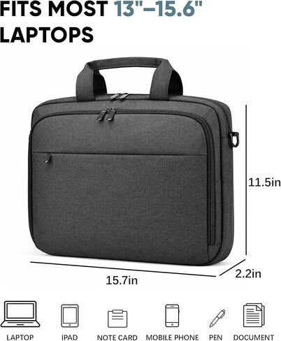 Bulado Laptop Bag with File Organizer, Water-Resistant Laptop Case, 15.6 Inch Multi-Compartment Work Bag for Men and Women, Carry-On for Business Commute Work Travel Trip in Kuwait