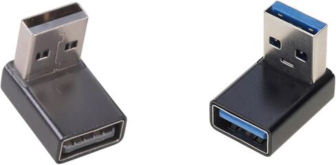 مجموعة من 2 قطعة USB3.0 محول الكوع موسع ذكر إلى أنثى محول يدعم سرعة البيانات 5 جيجابت في الثانية وموصل طاقة بزاوية يمين 15 واط in Kuwait