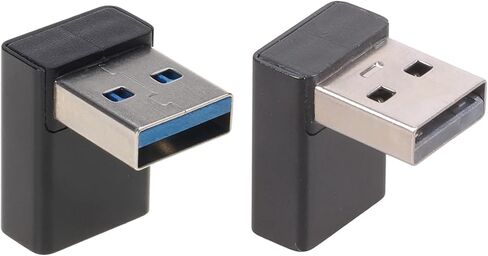 مجموعة من 2 قطعة USB3.0 محول الكوع موسع ذكر إلى أنثى محول يدعم سرعة البيانات 5 جيجابت في الثانية وموصل طاقة بزاوية يمين 15 واط in Kuwait