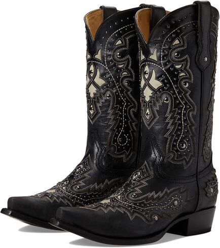Corral Boots رجالي Mn أسود تراكب وتطريز وأزرار حذاء كاجوال متوسط ​​الساق - أسود in Kuwait