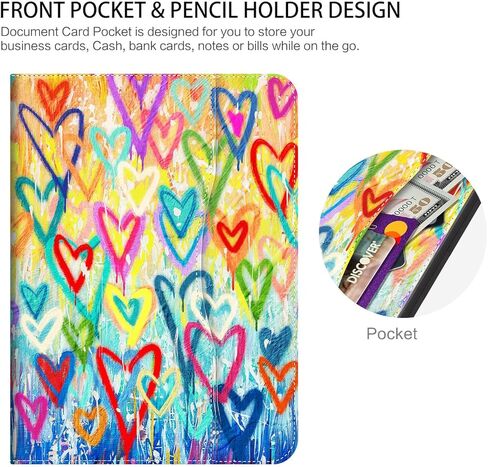 Rotating Case for iPad (A16) 11th Generation, iPad 10th Generation Case with Pencil Holder Kids Women Men 360 Swivel Multi-Angle Adjustable Stand Pencil Holder/Pocket/Hand Strap Colorful Love Heart in Kuwait