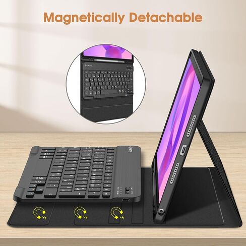 حافظة لوحة المفاتيح Fintie لجهاز Lenovo Idea Tab 11 بوصة / K11 Gen 2 (TB-336ZU/336FU) 2025، غطاء نحيف خفيف الوزن مع لوحة مفاتيح بلوتوث لاسلكية قابلة للفصل، أسود in Kuwait