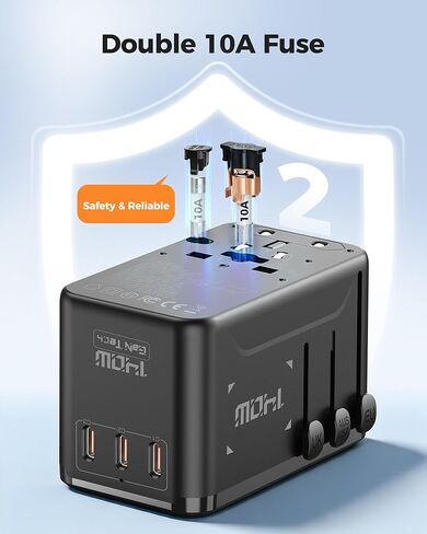 140W GaN Universal Travel Adapter, International Power Adapter with 3 USB-C & USB-A & 2500W AC Outlet, Ultra Fast Charging Travel Charger for Laptop & Phone & Tablet & EU UK US AUS 200+ Countries in Kuwait