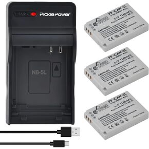 Pickle Power 3-Pack NB-5L Battery and Charger Set for Canon PowerShot S100, S110, SD700 is, SD790 is, SD800 is, SD850 is, SD870 is, SD880 is, SD890 is, SD900 is, SD950 is, SD970 is, SD990 is in Saudi Arabia