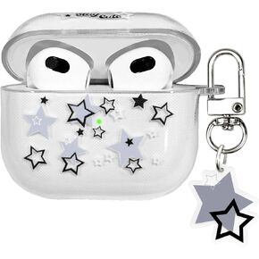 Compatible with AirPods Case Cover, Kawaii Clear Soft TPU Case with Cute Star Keychain for AirPods 1&2 Generation Case for Girls Women (Airpods 1&2) in Saudi Arabia