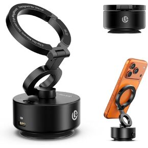 ULANZI SK22 Electric Phone Holder for Car, Vacuum Suction Magnetic Phone Mount, Folable 360° Adjustable Car Accessories for for Car GPS Vlog iPhone 17/17Pro/16/15/14/13/12, Black in Kuwait