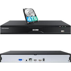 مسجل فيديو شبكة ZOSI 32CH لنظام كاميرا الأمان، 32 قناة مراقبة NVR تعمل مع كاميرات 4K/5MP/4MP/3MP HD ZOSI PoE/WiFi، 2 فتحة HDD، 4 تيرابايت HDD متضمنة، لا يوجد منفذ PoE in Kuwait