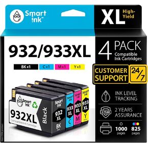 سمارت انك خرطوشة حبر بديلة متوافقة مع طابعات اتش بي 932XL 933XL 932 XL 933 XL 4 (XL اسود وازرق سيان واصفر) للاستخدام مع طابعات اتش بي اوفيس جيت 6100 6600 6700 7110 7510 7610 7612 7620 in Kuwait
