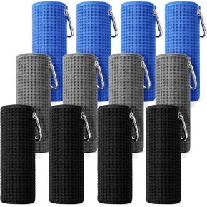 Breling 12 Pack Microfiber Fishing Towels with Clip, 16'' x 16'' Waffle Weave Towels for Cleaning Fishing Gear & Hands, Dry Absorbent Boat, Camping, Kayak & Hiking Towel (Black Grey Blue) in Kuwait