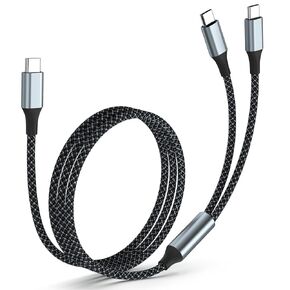 2 in 1 USB C to Dual USB C Charging & Data Cable 5FT 100W Max, 2 in 1 USB C Fast Charging Data Cable for iPhone 17/17Pro Max/16/15 Series, MacBook Air/Pro, iPad, Laptops, Samsung Galaxy Series in Saudi Arabia