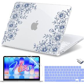 حافظة MecBevia لجهاز MacBook Neo مقاس 13 بوصة إصدار 2026 موديل A3404 مع شريحة A18 Pro، حافظة صلبة مع غطاء لوحة مفاتيح، واقي شاشة، النوع C، زهرة تجريدية in Kuwait