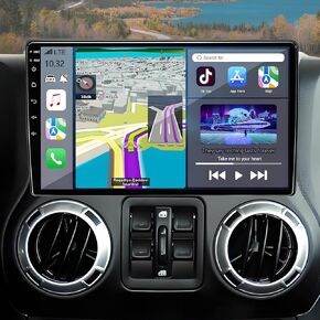 Car Radio Replacement for Jeep Wrangler JK 2007-2018: Upgrade 10.2 Inch Touchscreen Stereo with Wireless CarPlay Android Auto - Android 14 Head Unit GPS Navigation Bluetooth 2GB+32GB in Kuwait