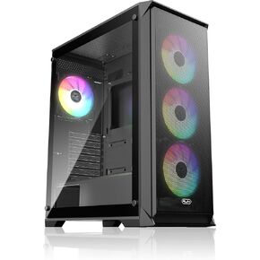RAIJINTEK Arcadia 41 Black-MS4 Mid Tower PC Case, Minimalist Design with Tempered Glass, 4×120mm ARGB Fans Pre-Installed, High Airflow & Addressable Lighting for Stylish Gaming Builds, ATX Support in Kuwait