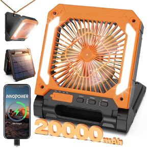 20000mAh Portable Fan Rechargeable with Solar Panel 2-in-1, 3 Speeds Cordless Battery Powered Fan with Led Lantern,Timer, Quiet USB-C Table Fan for Travel Tent Hurricane Office Home Bedroom(Green) in Saudi Arabia