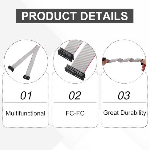 MECCANIXITY IDC Connector Flat Ribbon Cable, 10 Pins 2mm Pitch 20cm Length FC to FC Dual Female Connector Flat Ribbon Cable Wire for Industrial Electronics, Gray in Kuwait