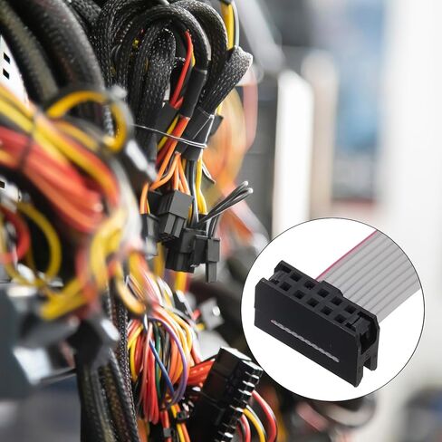 MECCANIXITY IDC Connector Flat Ribbon Cable, 10 Pins 2mm Pitch 20cm Length FC to FC Dual Female Connector Flat Ribbon Cable Wire for Industrial Electronics, Gray in Kuwait