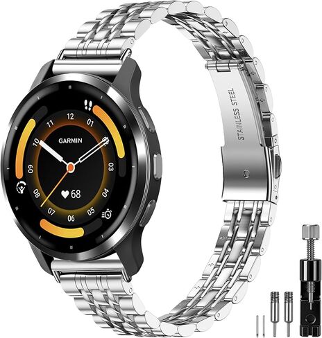 سوار معدني نحيف 18 ملم متوافق مع Garmin Venu 3S 41mm/Venu 4 41mm/Venu 2S/Vivoactive 4S/Vivomove 3S/Forerunner 255S/Forerunner 265S، سلسلة حزام رفيعة أنيقة من الفولاذ المقاوم للصدأ للنساء والرجال in Kuwait