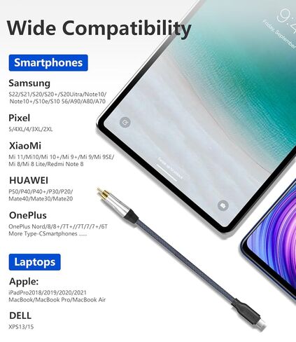 3FT USB c إلى كابل محوري ذكر من النوع c إلى محول واجهة الصوت الرقمي المحوري، يمكنه إخراج إشارات صوتية رقمية 32 بت/384 كيلو هرتز لمضخم الصوت dac amp Preamp in Kuwait