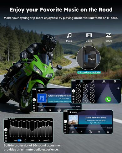 Carpuride W602S PRO Motorcycle Carplay & Android Auto with Type-C Port, 6.25" Motorcycle GPS Navigation System Supports OTA, Car Play Moto Screen with Wired Controller, Dual Bluetooth, Waterproof in Kuwait