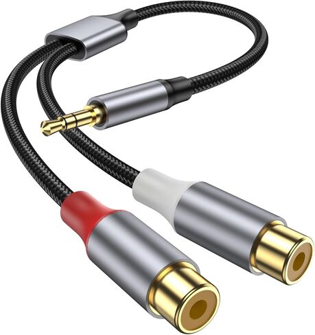 كابل 3.5 مم إلى RCA، موصل سلك صوت ستيريو 10 بوصة 3.5 مم ذكر إلى 2RCA أنثى للهواتف الذكية، MP3، الأجهزة اللوحية، مكبرات الصوت، المسرح المنزلي، HDTV والمزيد. in Kuwait