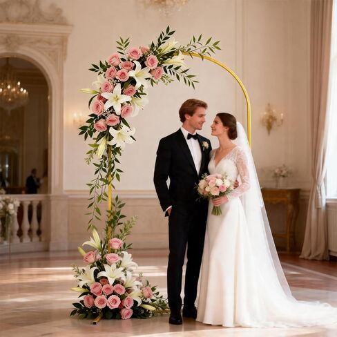 Arch Backdrop Stand, 2.6 x 6ft Metal Wedding Arch Frame Balloon Stand Door Frame Backdrop Stand with Spiral for Wedding Birthday Party Graduation in Kuwait