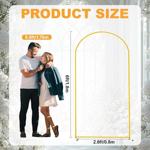 Arch Backdrop Stand, 2.6 x 6ft Metal Wedding Arch Frame Balloon Stand Door Frame Backdrop Stand with Spiral for Wedding Birthday Party Graduation in Kuwait