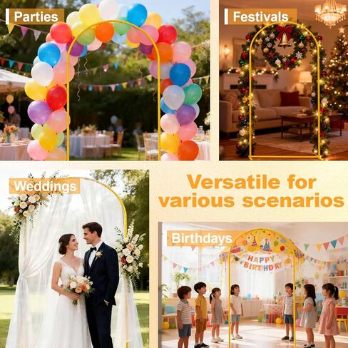 Arch Backdrop Stand, 2.6 x 6ft Metal Wedding Arch Frame Balloon Stand Door Frame Backdrop Stand with Spiral for Wedding Birthday Party Graduation in Kuwait