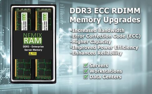 NEMIX RAM 16GB (1X16GB) DDR3 1600MHz PC4-12800 2Rx4 1.35V 240-PIN ECC RDIMM Compatible with Hynix HMT42GR7AFR4A-PB Registered Server Memory in Kuwait