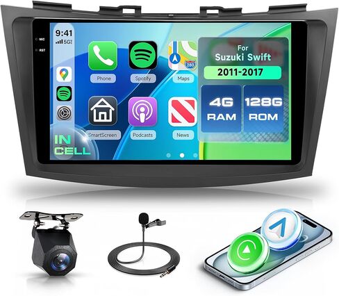 Rimoody 4G+128G Android 15 Car Stereo Radio for Suzuki Swift 2011-2017 with Wireless Carplay Android Auto, 9'' in-Cell Screen Head Unit with GPS/Bluetooth 5.0/FM RDS/EQ/5G-WiFi Backup Camera SWC in Kuwait