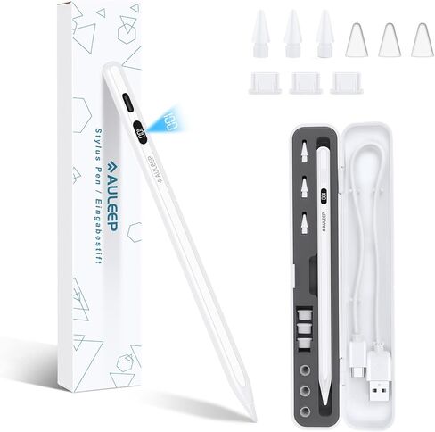 AULEEP Stylus Pen for iPad 6th-10th,11th A16 - Tilt Sensitivity Faster Charge, Stylus Pencil for 2018-2025 iPad Pro 13"/12.9"/11"/M4, Air 11/13 M2/M3, iPad mini 7/6/5 (White & 3 Extra Tips) in Kuwait