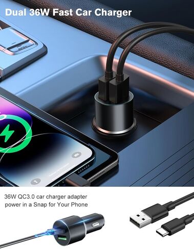 MAGJIEYX لشاحن تثبيت السيارة المغناطيسي Magsafe، شاحن سيارة لاسلكي مع محول QC3.0 (38 واط كحد أقصى) حامل هاتف يناسب iPhone17/16/15/14/13Plus/MagSafe، لوحة أجهزة القياس/فتحة التهوية/الزجاج الأمامي (أسود) in Kuwait