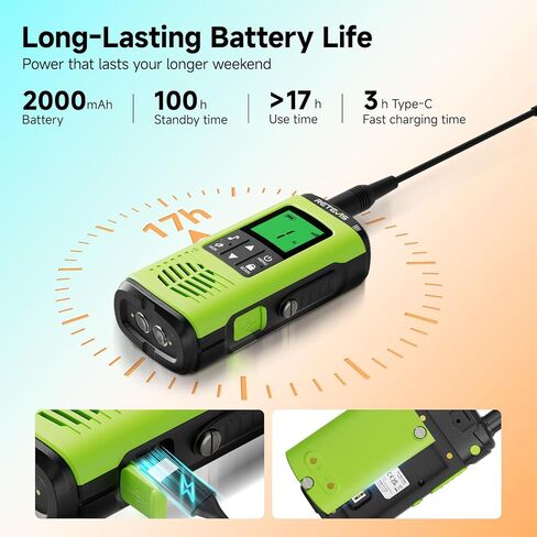 Retevis EZTalk 4S IP68 أجهزة اتصال لاسلكية مقاومة للماء، GMRS طويلة المدى للطوارئ راديو ثنائي الاتجاه، عائم، 2000 مللي أمبير قابلة لإعادة الشحن، تنبيهات الطقس NOAA، قوي ومتين، للمياه المالحة in Kuwait