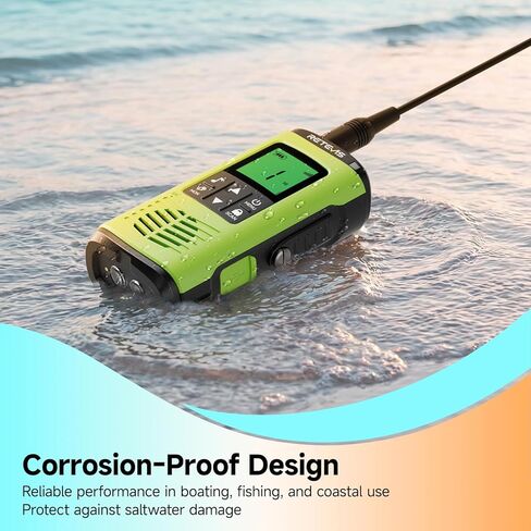 Retevis EZTalk 4S IP68 أجهزة اتصال لاسلكية مقاومة للماء، GMRS طويلة المدى للطوارئ راديو ثنائي الاتجاه، عائم، 2000 مللي أمبير قابلة لإعادة الشحن، تنبيهات الطقس NOAA، قوي ومتين، للمياه المالحة in Kuwait