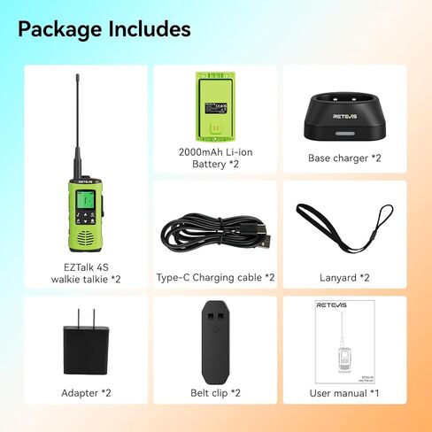 Retevis EZTalk 4S IP68 أجهزة اتصال لاسلكية مقاومة للماء، GMRS طويلة المدى للطوارئ راديو ثنائي الاتجاه، عائم، 2000 مللي أمبير قابلة لإعادة الشحن، تنبيهات الطقس NOAA، قوي ومتين، للمياه المالحة in Kuwait