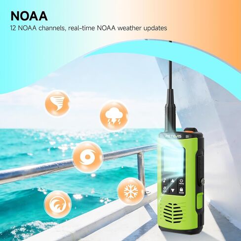 Retevis EZTalk 4S IP68 أجهزة اتصال لاسلكية مقاومة للماء، GMRS طويلة المدى للطوارئ راديو ثنائي الاتجاه، عائم، 2000 مللي أمبير قابلة لإعادة الشحن، تنبيهات الطقس NOAA، قوي ومتين، للمياه المالحة in Kuwait