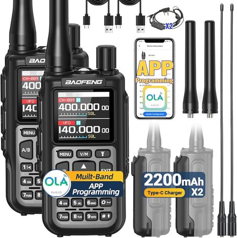 Baofeng Radio UV-5R Mini-5 Ham Radio Handheld Long Range Rechargeable UV5R MINI Dual PTT 2200mAh NOAA Emergency Radio Upgrade UV-5R,APP Programming,USB-C for Survival Gear Hunting Camping,2 Pack ﻿ in Kuwait