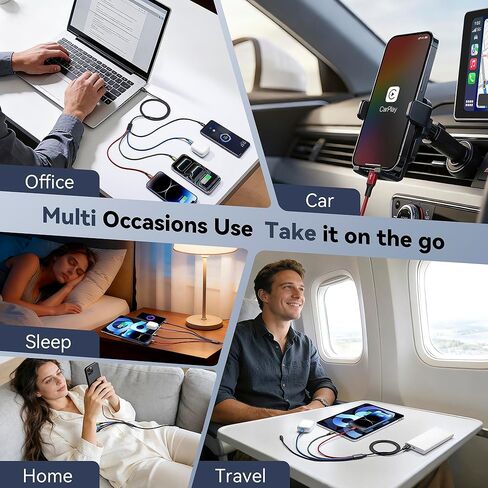 كابل شحن متعدد USB C 4 في 1 من MINLU لأجهزة متعددة، منافذ مزدوجة من النوع C/Lightning/Micro مضفرة خالية من التشابك، شاحن سيارة عالمي للسفر لسلسلة iPhone، Galaxy، Android، iPad، PS-2Pack، 4 أقدام in Kuwait