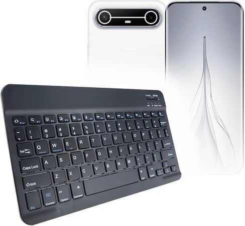 لوحة مفاتيح BoxWave متوافقة مع Tecno Pova Slim - لوحة مفاتيح بلوتوث SlimKeys، رفيعة محمولة مع مفاتيح على شكل Chiclet - أسود داكن in Kuwait